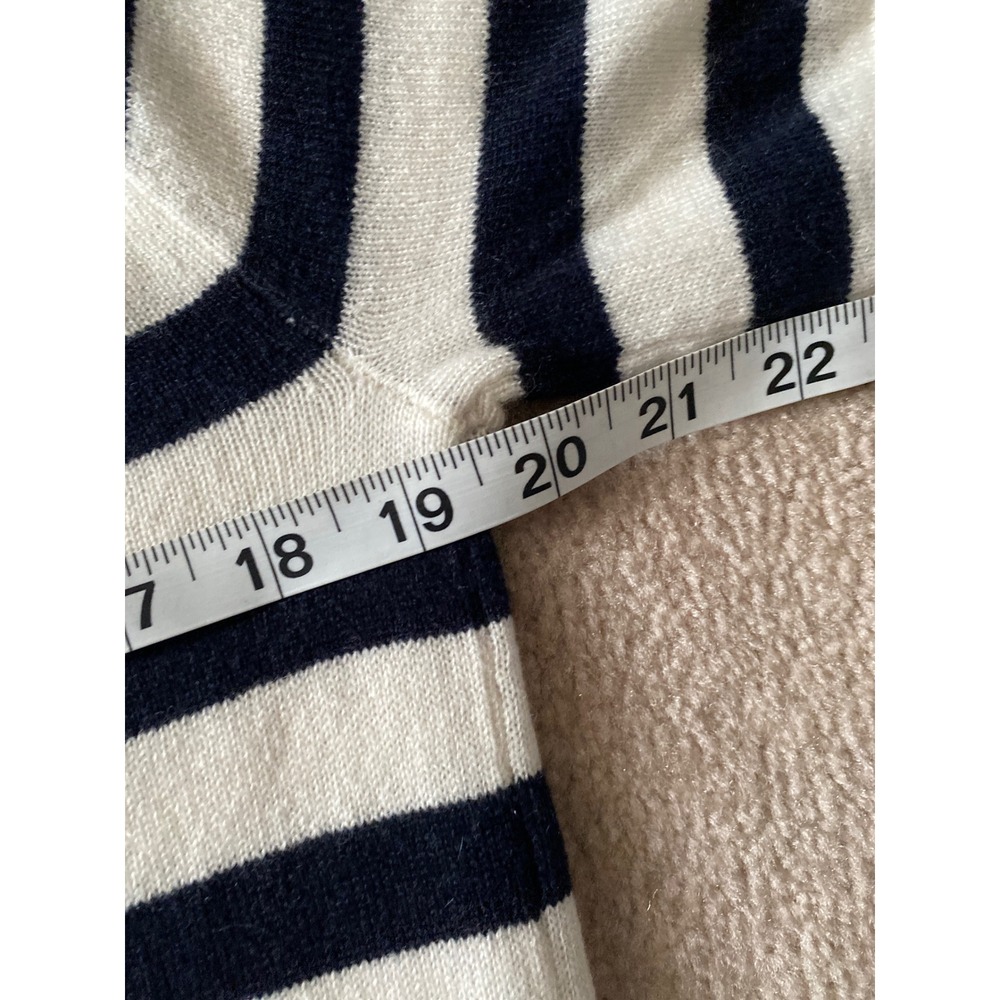 Madewell Relaxed Sweater Tee Women XS Ivory Navy Stripe 100% Cashmere Nautical - Picture 6 of 7